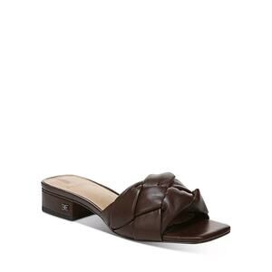 Sam Edelman Dawson Puffed Slide Sandal Dark Brown Open Toe Leather Low Heel 8.5